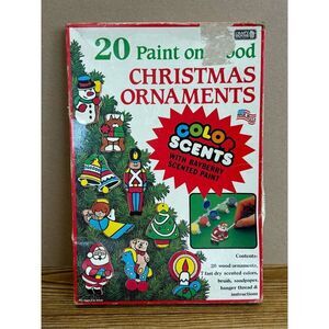 Paint on Wood Christmas Ornaments Set-w/ COLOR SCENT Paint-Vintage FREE SHIPPING